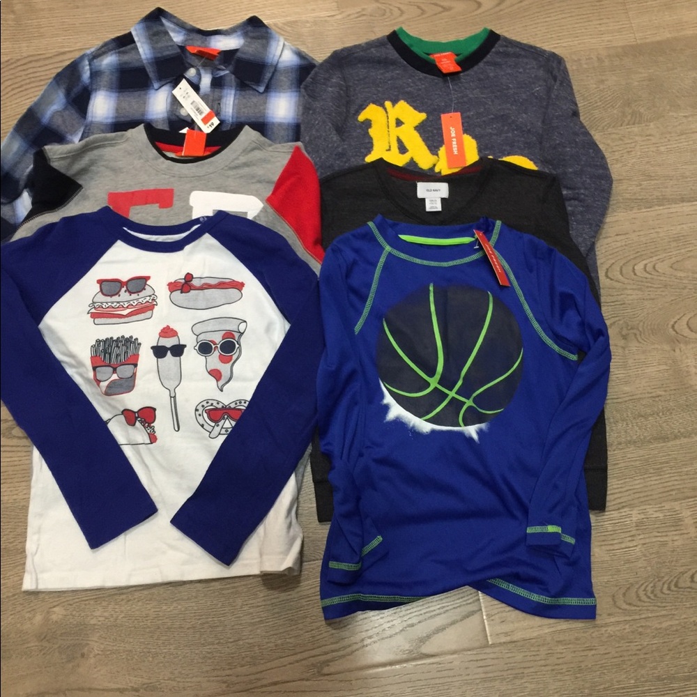 Bundle 6 boys Sz 6 yr long sleeve top sweaters NW